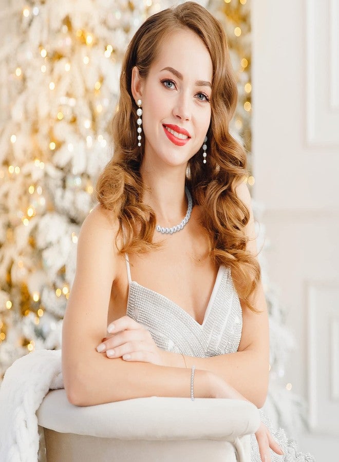 Aurelema 8 Pcs Pearl Necklace and Earrings Set for Women 1920s Costume Jewelry Bracelet Set for Wedding Birthdays Gifts(Vintage Style) - Image 3